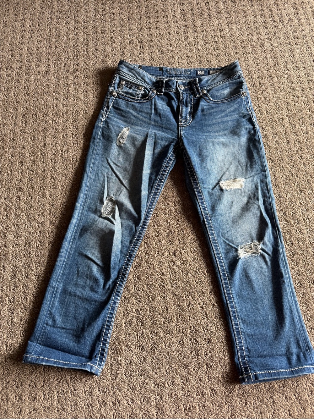 Y2K Vintage Ultra Low Rise Cropped Boyfriend Miss Me Jeans